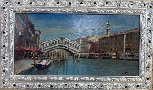 Paesaggio olio tavola - su,
