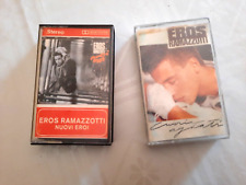 N.2 MC CASSETTA EROS RAMAZZOTTI NUOVI EROI + CUORI AGITATI ORIGINALI