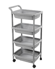 CARRELLO CUCINA PORTA FRUTTA VIVANDE MODERNO 4 CESTE RUOTE GRIGIO 99*50*36cm