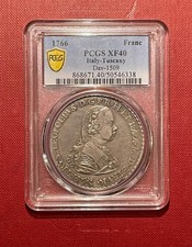 ITALY, TUSCANY, 10 PAOLI 1766, DAV-1509, PCGS XF 40