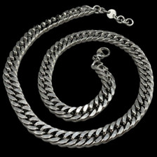 COLLANA CATENA GRUMETTA ROBUSTA GIROCOLLO COLORE ARGENTO UOMO FIRMATA IN ACCIAIO