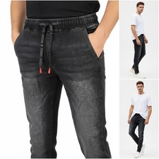 Jeans Nero Uomo slim Fit Elasticizzato Jogger Grigi Con Elastico In Vita Skinny