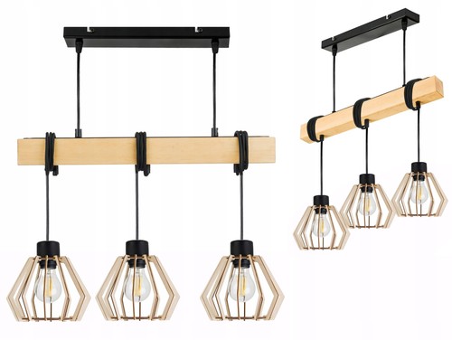 Wood beam pendant light e27 - light, 3x