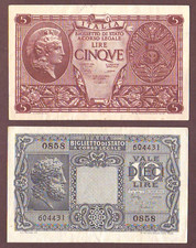 ITALY  5 + 10 Lire 1944