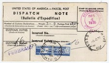 1976/1977 Repubblica ITALIA Dispatch Note, Parcel post, USA Ohio, Creazzo, 1000 