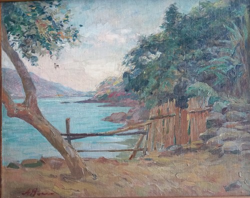Olio tela paesaggio - paesaggio, a