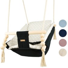 Dondolo altalena neonato bambini in legno+cintura di sicurezza cotone scandinavo