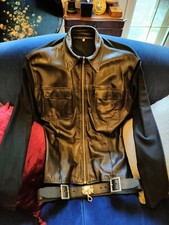 CALUGI & GIANNELLI GIACCA CAMICIA NAPPA E TESSUTO CON CINTURA BORCHIATA 1993