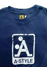 T Shirt Uomo A Style Manica Lunga Taglia M Blu Vintage 