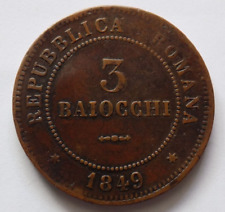 3 Baiocchi 1849  primo Tipo Zecca di Bologna