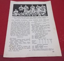 MILAN VINCE la Coppa Latina 1956 SCHIAFFINO Pagina/Ritaglio da Almanacco Rizzoli