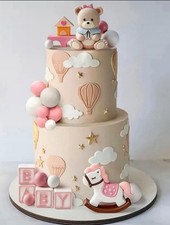 Torta Scenografica Orsetti Rosa Battesimo Personalizzabile Femmina Compleanno