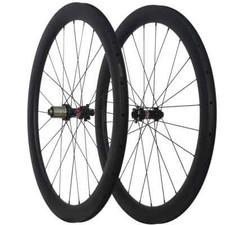 Set ruote tubeless 700c 50x25mm carbonio bici strada freno a disco lucido/opaco