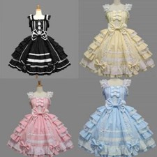 Costume donna Lolita dolce cosplay pizzo gotico dolly vestito ballo festa Lolita
