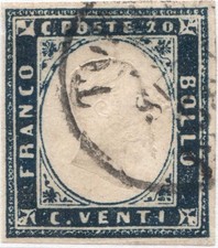 ANTICHI STATI ITALIANI - REGNO DI SARDEGNA: 4° Emissione (1855-63), #15Ac.