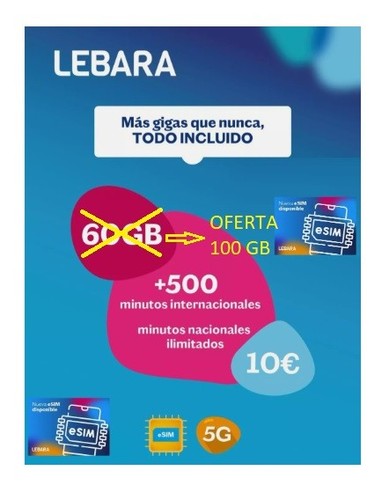 Tarjeta prepago esim - prepago, lebara