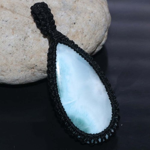 Ciondolo larimar filo macramè - filo,