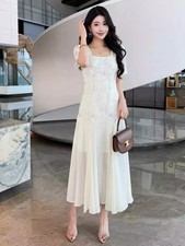 Vestito Estivo In Pizzo Bianco