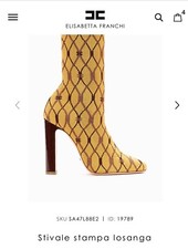 Stivali Elisabetta Franchi Colore Ocra Stampa Losanga Mosto tg37