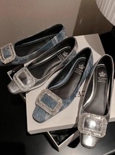 Scarpa singola Roger Vivier donna in vernice punta quadrata taglio basso