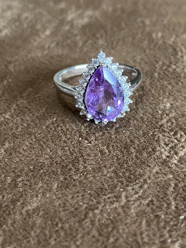 Anello zircone lilla argento - anello,