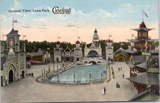 Luna Park, Cleveland Ohio - 1914 cartolina posteriore divisa - Trolly Amusement Park