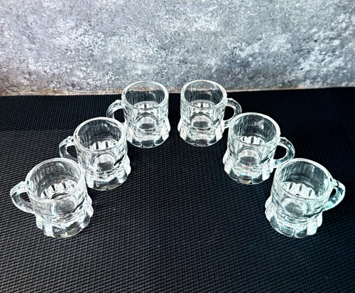 Set 6clear glass - glass, handled