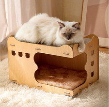 Tiragraffi Cartone,Cuccia Gatto,Di Legno Casetta per Gatti,Lungo：45Cm，Larghezza：