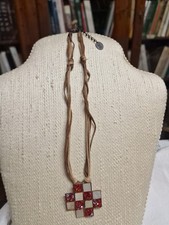 Collana Croce Madreperla Perline A Fiore Cm. 44 vintage (V3) ^