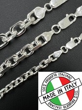 Collana Rolo Catena/Bracciale Ancoraggio Argento Sterling 925 Vero 4-8mm Italia