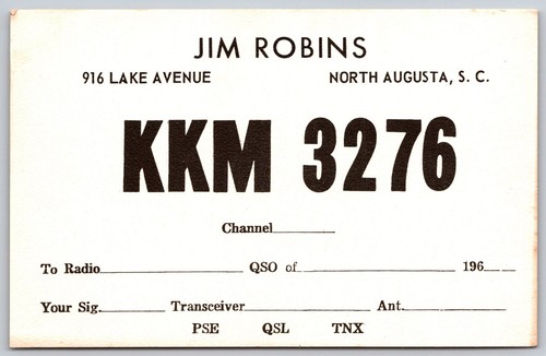 Scheda qsl radio jim robins - scheda, cb