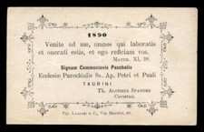 santino-holy card*COMUNIONE PASQUALE TORINO 1890
