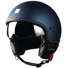 CASCO MOTO MOTOCUBO JET BEETLE VISIERA INTERNA A SPECCHIO BLU OPACO TG M
