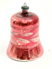 Campana antica rossa vintage ornamento natalizio vetro soffiato mercurio vecchia