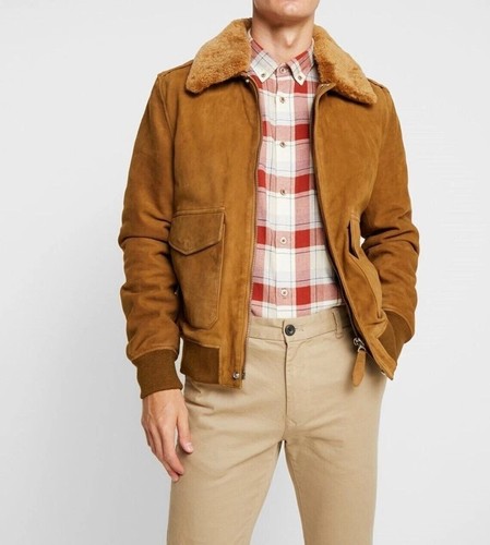 Giacca pelle marrone uomo
