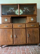Credenza da soggiorno con alzata e vetrina  in stile Mid-Century Modern 