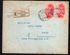 1941 Raccomandata  per Torino Venchi  con Fratellanza d'Armi cent.75 x 2.