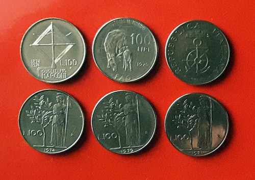 Monete 100 lire 1974 1979 - monete,