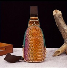 ALTA QUALITÀ 1 borsello A Tracolla A Scelta Motivo Coccodrillo Varie Colorazioni