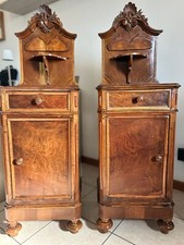 Coppia Comodini 800 Luigi Filippo NOCE MASSELLO e RADICA . Restauro 2024. Unici