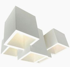 Lampada in Gesso a 5 Cubi - Lampadario Soffitto Verniciabile, Faretto GU10