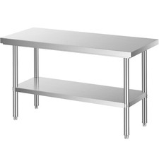 LEEVOT Tavolo da Lavoro Inox Acciaio Professionale Cucina Ristorante 150x60x80cm