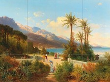 Pannello ceramica mosaico di Carl Hasch estate sulla riviera piastrelle murale arte da parete