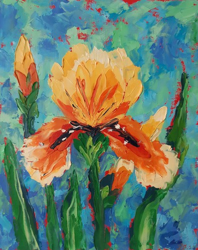 Fiore iris dipinto olio - dipinto,