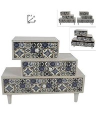 Porta Oggetti Cassettiera Sfalsati Con 3 Cassetti Legno Country Chic Arredamento