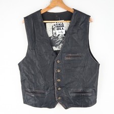 Gilet gilet gilet vintage in pelle taglia grande (T9596)