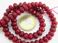 1 filo di pietre in radice di rubino sfaccettato stondato di 8 x 4 mm lun 40 cm 