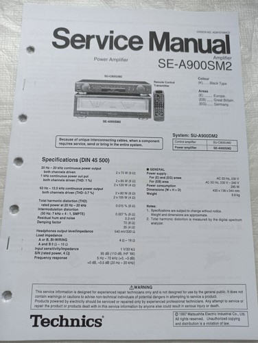 Technics a900sm2 service - technics,