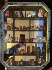 Collezione gufi e vetrina da