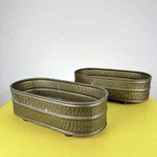 coppia di portavasi ovali in rame vintage